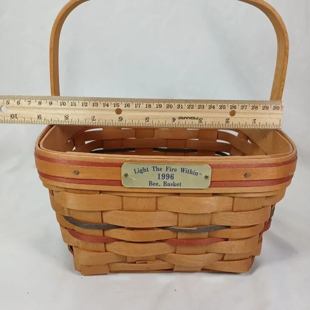Longaberger 1996 Bee Basket Light The Fire Within Event Plaque Red Trim USA